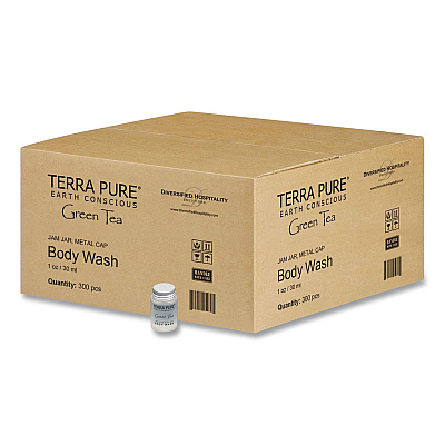 Diversified Hospitality Solutions Terra Pure Body Wash Jam Jar, Green Tea Lemongrass, 1 oz Jar, 300/Carton (007491)
