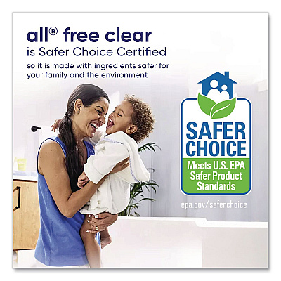 All Free Clear HE Laundry Detergent, 58 Loads, Unscented, 73 oz Bottle, 6/Carton (47415)