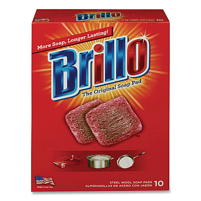 Brillo Steel Wool Soap Pads, 2.5 x 3, Gray/Pink, 10 Pads/Box, 12 Boxes/Carton (23310)
