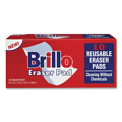 Brillo Commercial Eraser Pads, 3.2 x 4.6, 1" Thick, White, 10 Erasers/Box, 12 Boxes/Carton (56102)