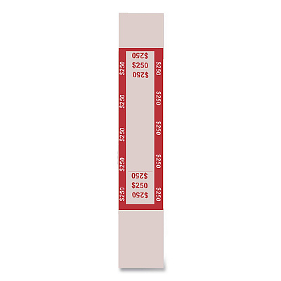 CONTROLTEK Currency Straps, $250, Self-Adhesive, 1,000/Pack (560018)