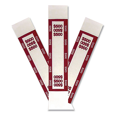 CONTROLTEK Currency Straps, $500, Self-Adhesive, 1,000/Pack (560019)