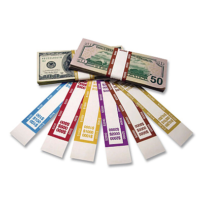 CONTROLTEK Currency Straps, $10,000, Self-Adhesive, 1,000/Pack (560023)