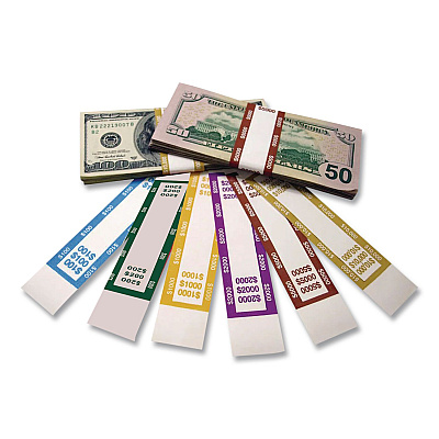 CONTROLTEK Currency Straps, $100, Self-Adhesive, 1,000/Pack (560016)