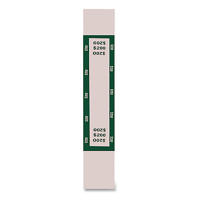 CONTROLTEK Currency Straps, $200, Self-Adhesive, 1,000/Pack (560017)