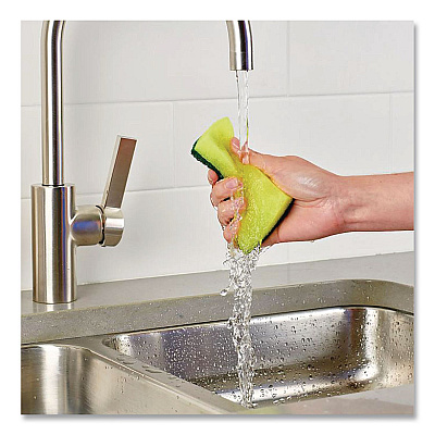 Brillo Estracell Heavy Duty Scrub Sponge, 4.9 x 2.9, 0.8" Thick, Yellow/Green, 12/Carton (21001)