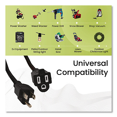 GoGreen Power 16 AWG Outdoor Extension Cord, 25 ft, 13 A, Black (13725BK)