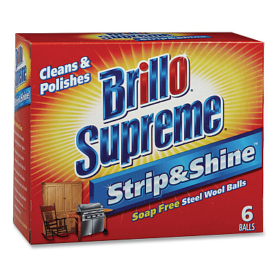 Brillo Strip and Shine Steel Wool Balls, 2.5 x 2, Gray, 6 Balls/Box, 24 Boxes/Carton (23306)