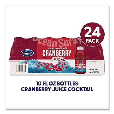 Ocean Spray Cranberry Juice Cocktail, Cranberry, 10 oz Bottle, 24/Carton (22002661)