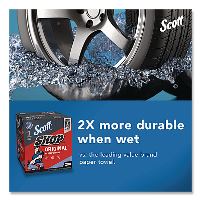 Scott Shop Towels Original, 1-Ply, 9 x 12, Unscented, Blue, 200/Box (75190BX)