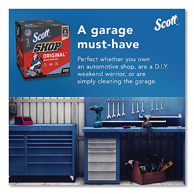 Scott Shop Towels Original, 1-Ply, 9 x 12, Unscented, Blue, 200/Box (75190BX)