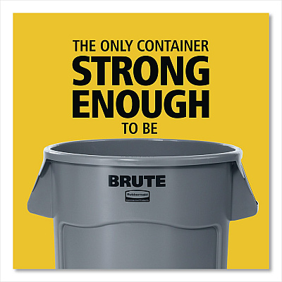 Rubbermaid Commercial Vented Round Brute Container, 55 gal, Plastic, Red, 3/Carton (FG265500RED)