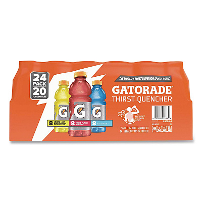 Gatorade Rainbow Variety Pack, Cool Blue/Fruit Punch/Lemon Lime, 20 oz Bottle, 24/Carton (22002675)