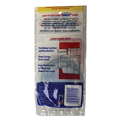 BAND IT Trash Can Loops, for 5 gal to 20 gal Can, 0.25" x 16", Black, 36/Carton (40515)