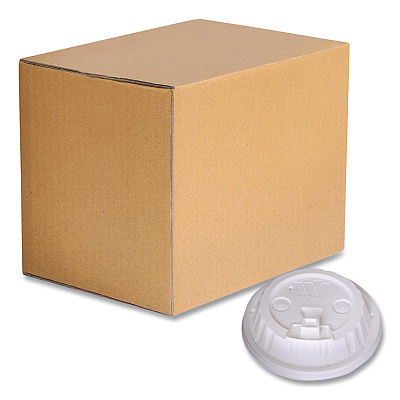 WinCup Plastic Lids for Foam Cups and Bowls, Dome, Fits 12 oz to 24 oz Hot Cups, White, 1,000/Carton (222061)