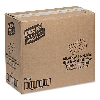Dixie Dry Wax Light Weight Deli Paper, 15.12 x 10.75, 500/Pack, 12 Packs/Carton (RW156)