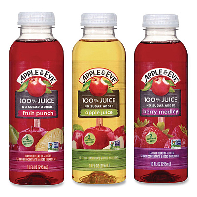 Apple & Eve 100% Fruit Juice Variety Pack, Assorted Flavors, 10 oz Bottle, 24/Carton (22002662)
