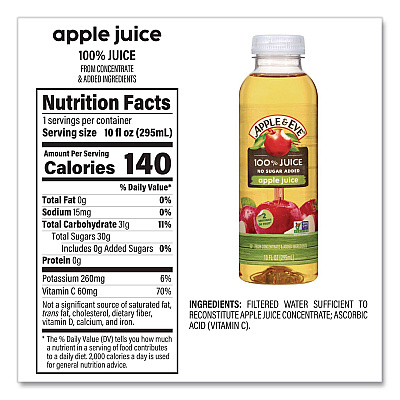 Apple & Eve 100% Fruit Juice Variety Pack, Assorted Flavors, 10 oz Bottle, 24/Carton (22002662)