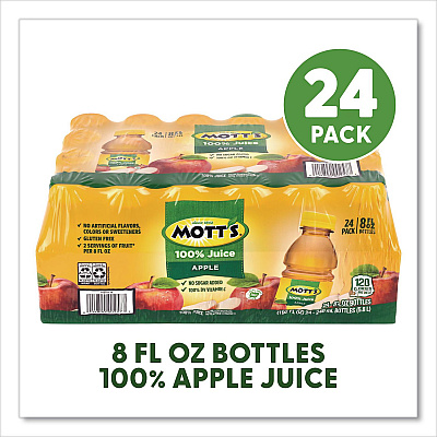 Mott's 100% Original Apple Juice, Apple, 8 oz Bottle, 24/Carton (22002660)