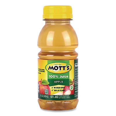 Mott's 100% Original Apple Juice, Apple, 8 oz Bottle, 24/Carton (22002660)