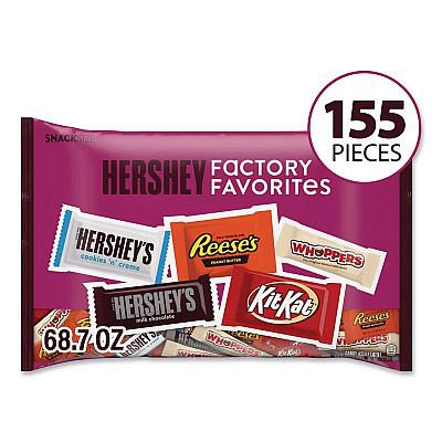 Hershey's Snack Size Bulk Candy Assortment, Assorted Flavors, Individually Wrapped, 155 Pieces (22002629)