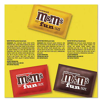 M & M's Milk Chocolate, Peanut and Peanut Butter Fun Size Variety Pack, Assorted Flavors, Individually Wrapped, 90 Pieces (22002630)