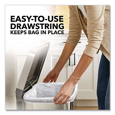 Glad ForceFlex Tall Kitchen Drawstring Trash Bags, Drawstring, 13 gal, Fresh Clean Scent, 10.19 x 9.81, Gray, 110/Roll, 3/Carton (78563CT)
