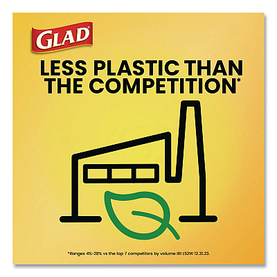 Glad Large Quick-Tie Trash Bags, Tie-Flap, 30 gal, 0.81 mil, 30 x 33, Black, 10 Bags/Box, 12 Boxes/Carton (00079CT)