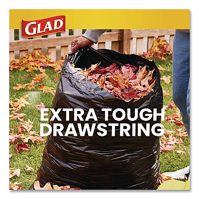 Glad Large Quick-Tie Trash Bags, Lawn and Leaf, 39 gal, 0.95 mil, 32.5 x 41, Black, 12 Bags/Box (70028EA)