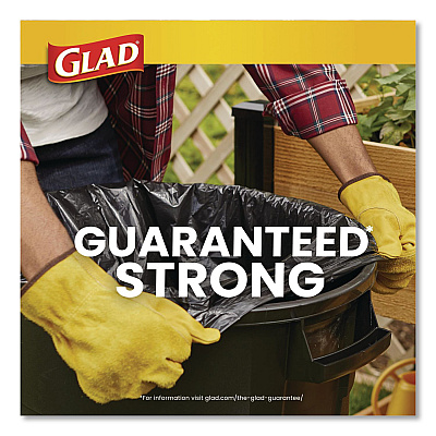 Glad Large Quick-Tie Trash Bags, Lawn and Leaf, 39 gal, 0.95 mil, 32.5 x 41, Black, 12 Bags/Box (70028EA)