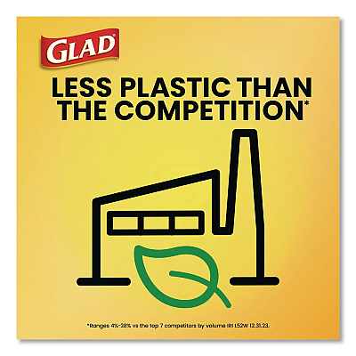 Glad Large Quick-Tie Trash Bags, Lawn and Leaf, 39 gal, 0.95 mil, 32.5 x 41, Black, 12 Bags/Box (70028EA)