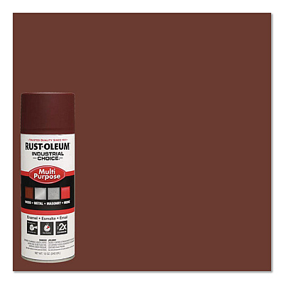 Rust-Oleum Industrial Choice 1600 System Multi-Purpose Enamel Spray Paint, Flat Red, 12 oz Aerosol Can, 6/Carton (1667830)
