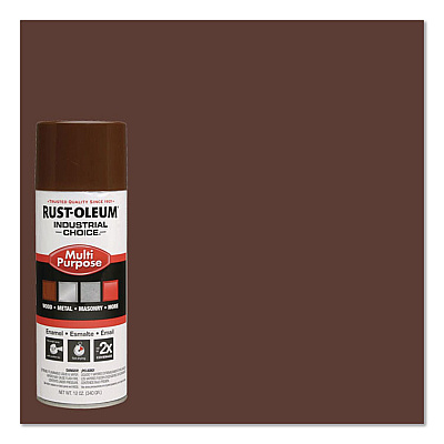 Rust-Oleum Industrial Choice 1600 System Multi-Purpose Enamel Spray Paint, Gloss Brown, 12 oz Aerosol Can, 6/Carton (1674830)
