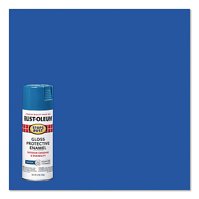 Rust-Oleum Stops Rust Spray Paint, Gloss Blue, 12 oz Aerosol Can, 6/Carton (7727830)