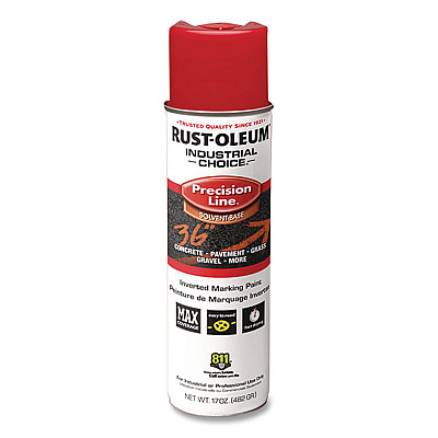 Rust-Oleum Industrial Choice M1600 System Solvent-Based Precision Line Marking Paint, Flat Red, 17 oz Aerosol Can, 12/Carton (203029V)