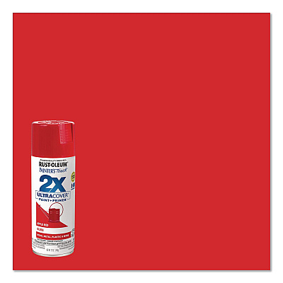 Rust-Oleum Painter's Touch 2X Ultra Cover Spray Paint, Gloss Apple Red, 12 oz Aerosol Can, 6/Carton (334024)