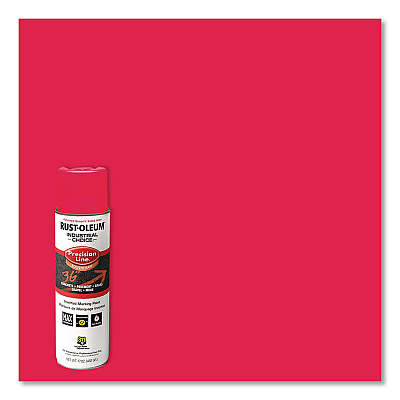 Rust-Oleum Industrial Choice M1600 System Solvent-Based Precision Line Marking Paint, Flat Fluorescent Pink, 17 oz Aerosol Can,12/Carton (1661838V)