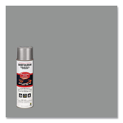 Rust-Oleum Industrial Choice M1600 System Solvent-Based Precision Line Marking Paint, Flat Silver, 17 oz Aerosol Can, 12/Carton (239007)