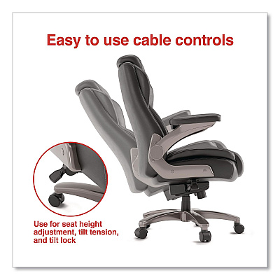 Alera Leithen Bonded Leather Big and Tall Midback Chair, Supports 400 lbs,19.49" - 22.44" Seat Height, Black Seat/Back, Silver Base (LT42B49)