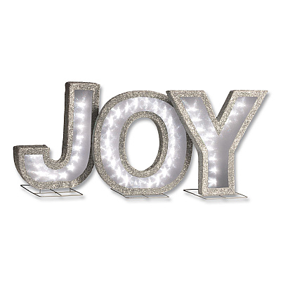 National Tree Company Pre-Lit LED JOY Decoration, AC Powered, Blue/Green/Red LED Lights, 1.75" x 55" x 18", Red (DF000021X)