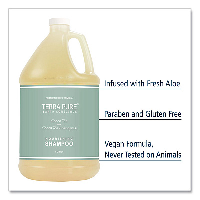 Diversified Hospitality Solutions Terra Pure Shampoo Gallon, Green Tea Lemongrass Scent, 1 gal Bottle (002287EA)