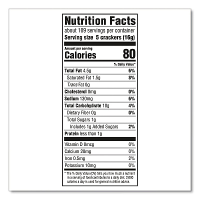 Nabisco Original Crackers, Buttery, 18 Individually Wrapped Sleeves, 3 lb Box, 1 Box/Carton (22002636)