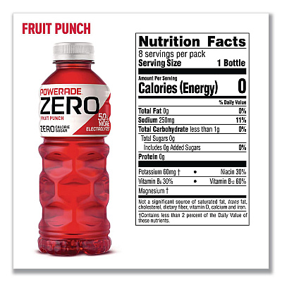 Powerade Zero Sports Drink, Assorted Flavors, 20 oz, 24/Carton (22002679)