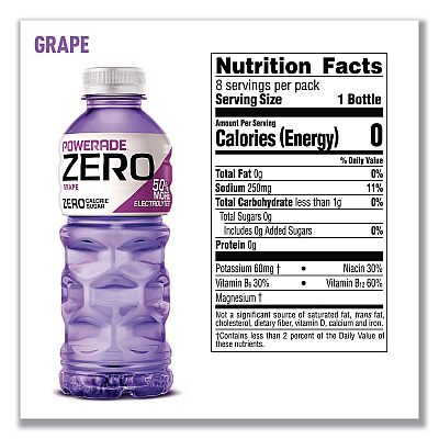 Powerade Zero Sports Drink, Assorted Flavors, 20 oz, 24/Carton (22002679)