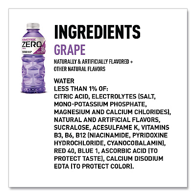 Powerade Zero Sports Drink, Assorted Flavors, 20 oz, 24/Carton (22002679)