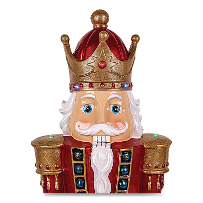 National Tree Company Nutcracker Christmas Decor, AC Powered, Blue/Green/Red/Yellow LED Lights, 10" x 11.37" x 36.5", Red (BG18492AR1)