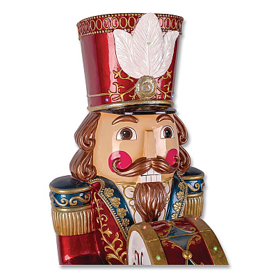 National Tree Company Animated Nutcracker, AC Powered, Blue/Green/Red/Yellow LED Lights, 22.25" x 18" x 58.5", Red (BG20587A)
