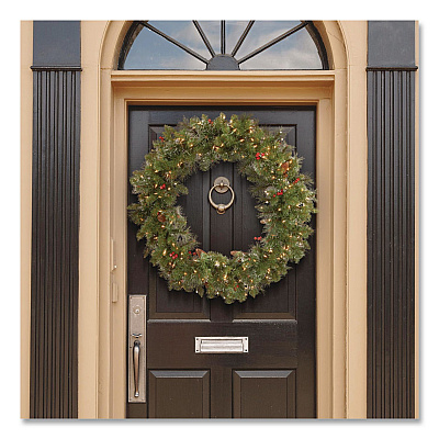 National Tree Company Pre-Lit Crestwood Spruce Wreath, AC Powered, Clear Incandescent Lights, 36" Diameter x 5"h, Green (CW730636W1)