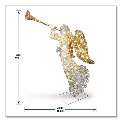 National Tree Company Silver Angel Decor, AC Powered, Cool White LED Lights, 24" x 30 "x 48", Silver (DF070005U)