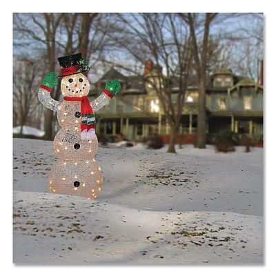 National Tree Company Snowman Decoration, AC Powered, Cool White LED Lights, 13.5" x 27.5" x 48", White (DF070114C)